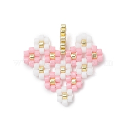 4 pièce de cœur en perles de verre Miyuki avec pendentifs en forme de fleur&nbsp;PALLOY-MZ01113