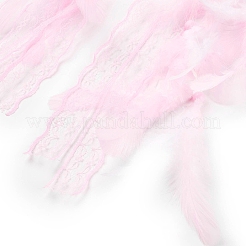 Red/red tejida en forma de corazón con adornos colgantes de plumas&nbsp;HJEW-G025-12A