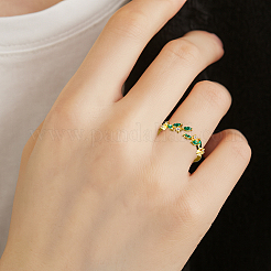 3 Stück 3 Farben Messing Micro Pave Zirkonia Manschettenringe für Damen&nbsp;RJEW-GO0001-28A