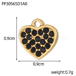 Colgantes de acero inoxidable 304 con microengaste de circonitas cúbicas negras para el día de San Valentín.&nbsp;STAS-OY017-01