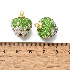 Colgantes de arcilla y latón con rhinestone&nbsp;KK-D295-05G