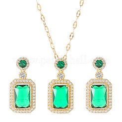 Orecchini e collane pendenti in zirconia cubica in ottone rettangolare&nbsp;WG60D1C-01