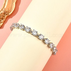 Bracciali in ottone micro pavé di zirconi cubici trasparenti&nbsp;BJEW-D333-01P