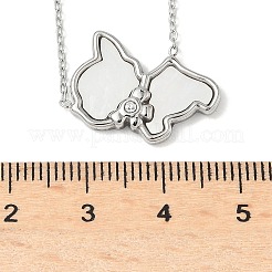 Colliers avec pendentif en forme de chat mignon en acier inoxydable 304 pavé de coquillages blancs naturels pour femmes&nbsp;NJEW-M101-01P