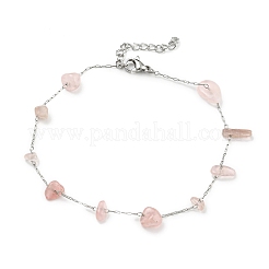 Fußkettchen aus natürlichen Edelsteinsplittern und 304 Edelstahlketten für Damen&nbsp;AJEW-Z008-01