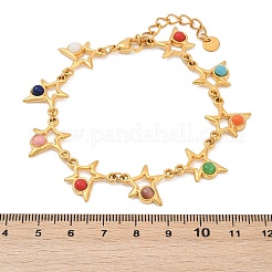 Bracciali a catena in acciaio inossidabile 304 in stile bohémien per donna&nbsp;BJEW-M082-01G-03