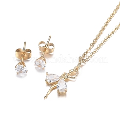 Ensembles de bijoux en strass en acier inoxydable 304&nbsp;SJEW-H301-18G