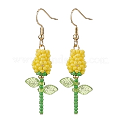 Orecchini pendenti in acciaio inossidabile con fiori in vetro&nbsp;EJEW-MZ00574-02