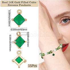 15 pièces en laiton micro pavé pendentifs en zircone cubique claire&nbsp;KK-BBC0017-96B