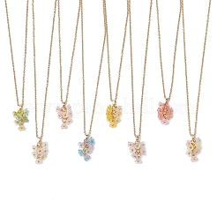 8 collier pendentif fleur en acrylique transparent givré de 8 couleurs&nbsp;NJEW-JN05231