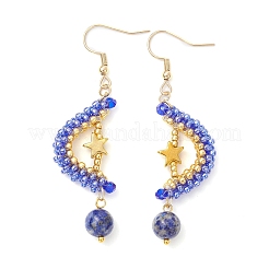 Boucles d'oreilles avec pendentif en lapis-lazuli naturel&nbsp;EJEW-MZ00544-01