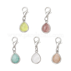 Pendentifs décoratifs en forme de larme à facettes en cristal de quartz naturel&nbsp;HJEW-JM03320