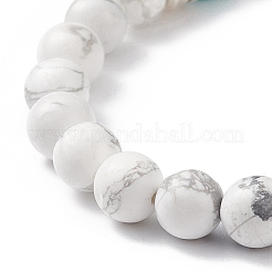 Braccialetto con perline incrociate di howlite naturale e turchese sintetico (tinto).&nbsp;BJEW-TA00179-03