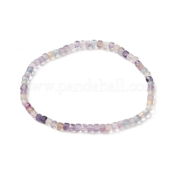 Braccialetto elasticizzato con perline cubiche di pietre preziose naturali da donna&nbsp;BJEW-JB08976