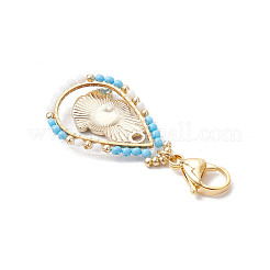 Adornos colgantes de conejo de Pascua con forma de gota de té de vidrio y esmalte de aleación&nbsp;HJEW-MZ00187-01