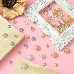 60 Stück 6 Stile Blumen Messing ausgefallene Perlenkappen&nbsp;KK-CJ0002-20-NR