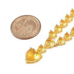 Halsketten mit Herzanhänger aus Messing mit gelben Zirkonia für Damen&nbsp;NJEW-M079-01A