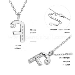 Colliers avec pendentif initial en argent sterling plaqué rhodium&nbsp;JN902A