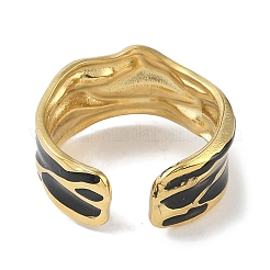 Anillos de dedo de acero inoxidable 304 con revestimiento iónico (IP) esmaltado&nbsp;RJEW-L107-036G-02