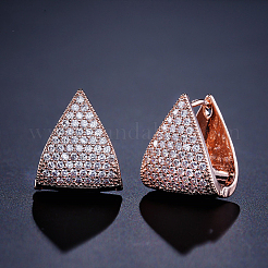 Orecchini a cerchio triangolari in ottone micro pavé di zirconi cubici trasparenti&nbsp;FS-WG8FAD7-02