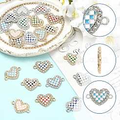 12 pièce de breloques connecteurs en alliage émaillé bicolore et strass cristal&nbsp;FIND-FS0005-39G