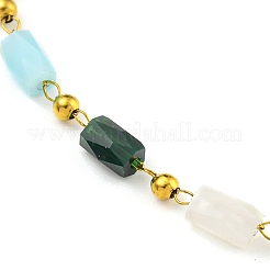 Bracelets à maillons en acier inoxydable 304 et verre plaqués sous vide PVD pour femmes&nbsp;BJEW-P334-14G