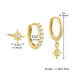 Orecchini a cerchio pendenti a forma di stella in argento sterling con micro pavé di zirconi per l'uso quotidiano&nbsp;OS0022-1