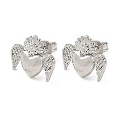 Pendientes de latón con forma de corazón y alas&nbsp;EJEW-A145-01P