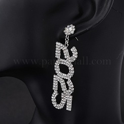 Boucles d'oreilles en laiton de goujon de rhinestone&nbsp;EJEW-Q012-01P