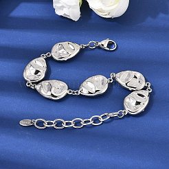 Bracciali a catena con maglie in acciaio chirurgico inossidabile 316l testurizzato per donna&nbsp;BJEW-D454-03P