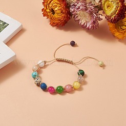 Rundes geflochtenes Perlenarmband aus natürlichen und synthetischen gemischten Edelsteinen&nbsp;BJEW-JB09299