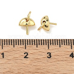 Halbrunde Messingbecher-Perlen-StiftKlauen-Anstecknadelanhänger&nbsp;KK-G555-08G