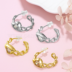 2 paio di orecchini a bottone con strass in lega di 2 colori&nbsp;EJEW-HY0001-60