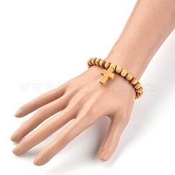 Braccialetti di fascino di perline di legno tratto trasversale&nbsp;X-BJEW-JB02219