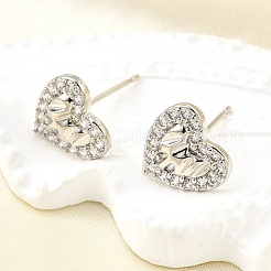 Boucles d'oreilles en laiton zircon cubique micro pavé clair&nbsp;EJEW-M103-11P