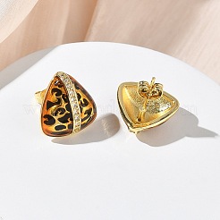 Boucles d'oreilles en laiton avec micro pavé de zircone cubique transparente pour femmes&nbsp;EJEW-A169-01C-G