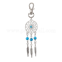 Filet/toile tissé avec décorations pendantes en alliage de plumes&nbsp;HJEW-JM02138