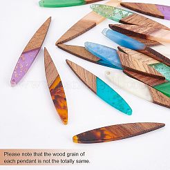 DIY 8 paire de boucles d'oreilles en bois en forme de feuille et d'œil de cheval&nbsp;DIY-FH0001-98