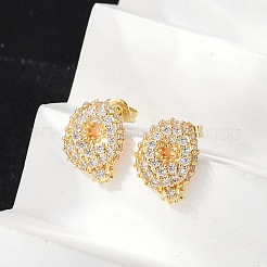 Pendientes de tuerca de circonio cúbico con micro pave de latón&nbsp;EJEW-Z091-04G-Q
