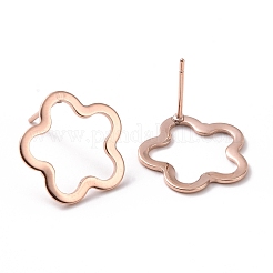 Orecchini a bottone a forma di fiore in acciaio inossidabile 201 con perno in acciaio inossidabile 316 per donna&nbsp;STAS-K241-18RG