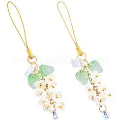 2 correa para móvil de imitación de perla de vidrio y plástico ABS de 2 colores&nbsp;HJEW-SC0002-92A