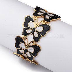 Braccialetti con polsino smaltato in acciaio inossidabile 304 per donna&nbsp;BJEW-P347-01G-C