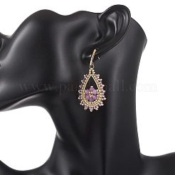 Ohrhänger aus Teardrop-Glasperlen und gefärbter natürlicher malaysischer Jade&nbsp;EJEW-MZ00707-03