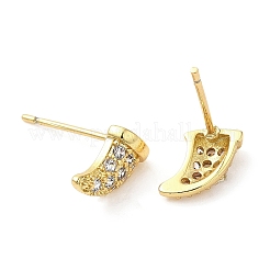 Boucles d'oreilles en forme de corne en laiton plaqué en crémaillère avec zircone cubique&nbsp;EJEW-D061-30G