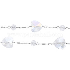 Coeur de verre & chaînes de perles rondes&nbsp;CHS-N003-05