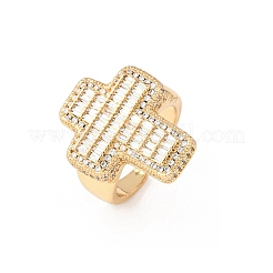 Verstellbare Manschettenringe aus Messing mit Mikropflaster und Zirkonia für Damen&nbsp;RJEW-B139-03G