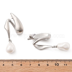 Boucles d'oreilles à tige en acier inoxydable 304 avec perles et coquillages pour femmes&nbsp;EJEW-U051-07P