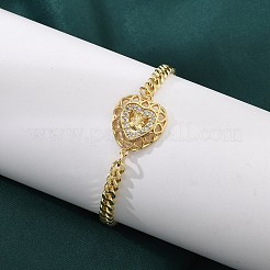 Bracelets en laiton à maillons en zircone cubique transparent&nbsp;BJEW-Z082-03G-03