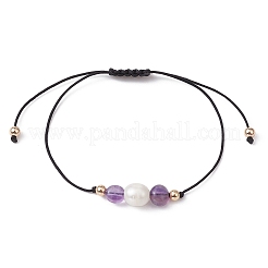 Pepite di pietre preziose naturali miste e braccialetti di perline intrecciate con perle&nbsp;BJEW-JB09589