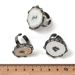Anillos tipo brazalete de ágata drusa de girasol natural y latón para mujer&nbsp;GG-CBA086A-01